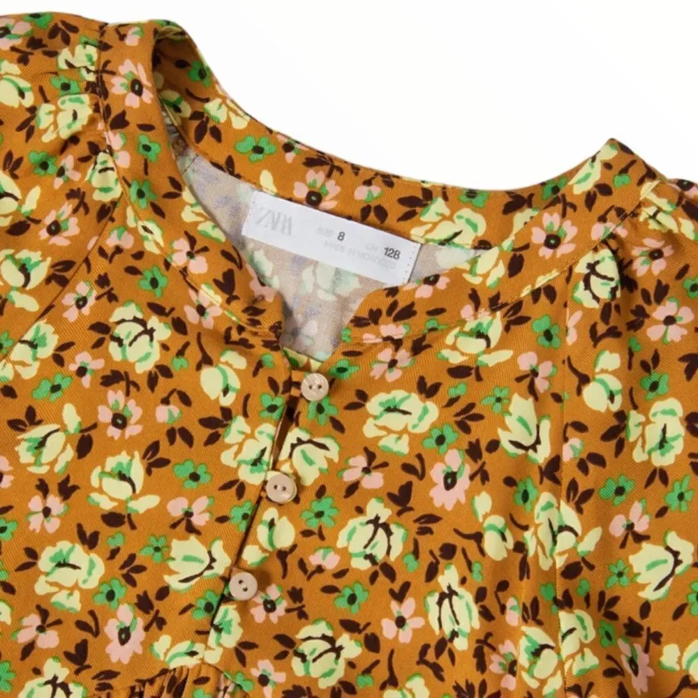 ZARA Kids | Ocher | FLORAL DRESS - Picture 4 of 11